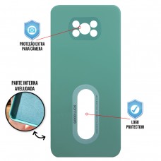 Capa para Xiaomi Poco X3/Poco X3 Pro/Poco X3 NFC - Case Silicone Safe Glass Verde Aço